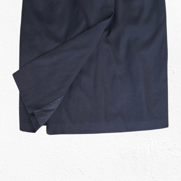 80s Vintage Navy Double Breasted Military Gold Button Wrap Blazer Dress Size 10 - Picture 8 of 16